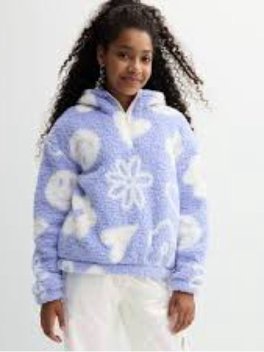 Limited Too Lavender Fuzzy Hoodie with White Trim Junior Size M